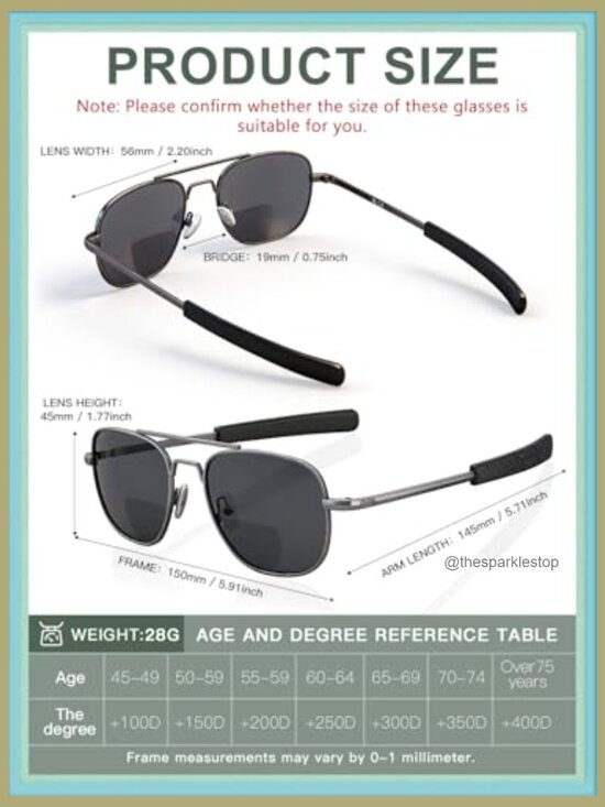 Polarized Bifocal Sunglasses, Aviator Metal Frame, UV400 Anti-Glare main image 6